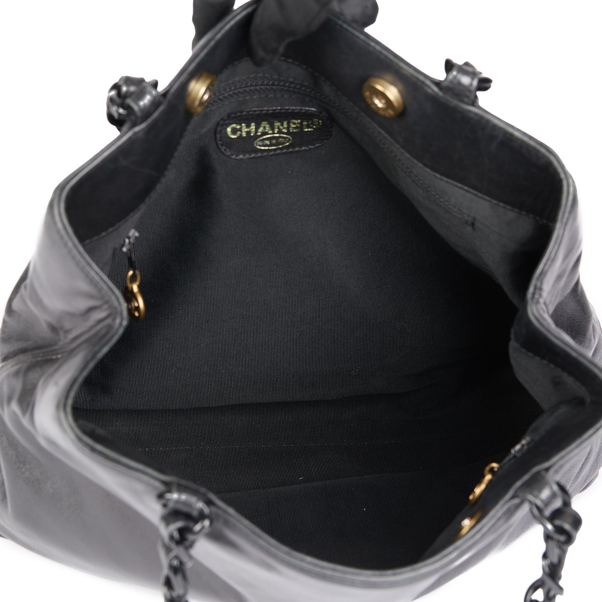 CHANEL SO Black Calfskin Leather Vintage Timeless Shoulder Tote For Sale 10