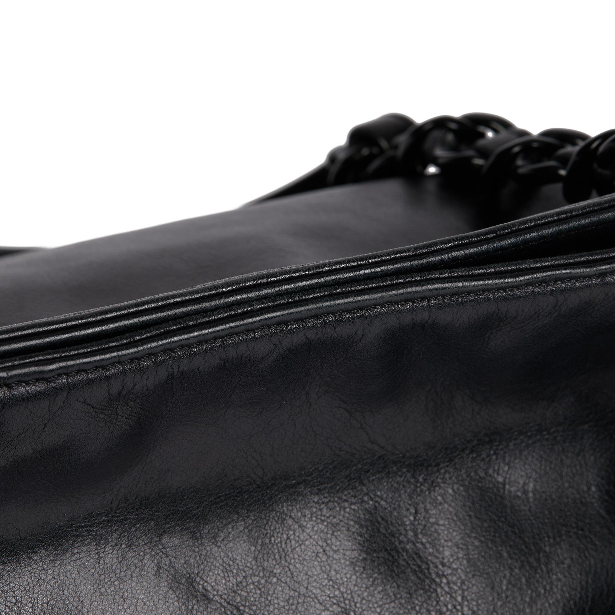CHANEL SO Black Calfskin Leather Vintage Timeless Shoulder Tote For Sale 5