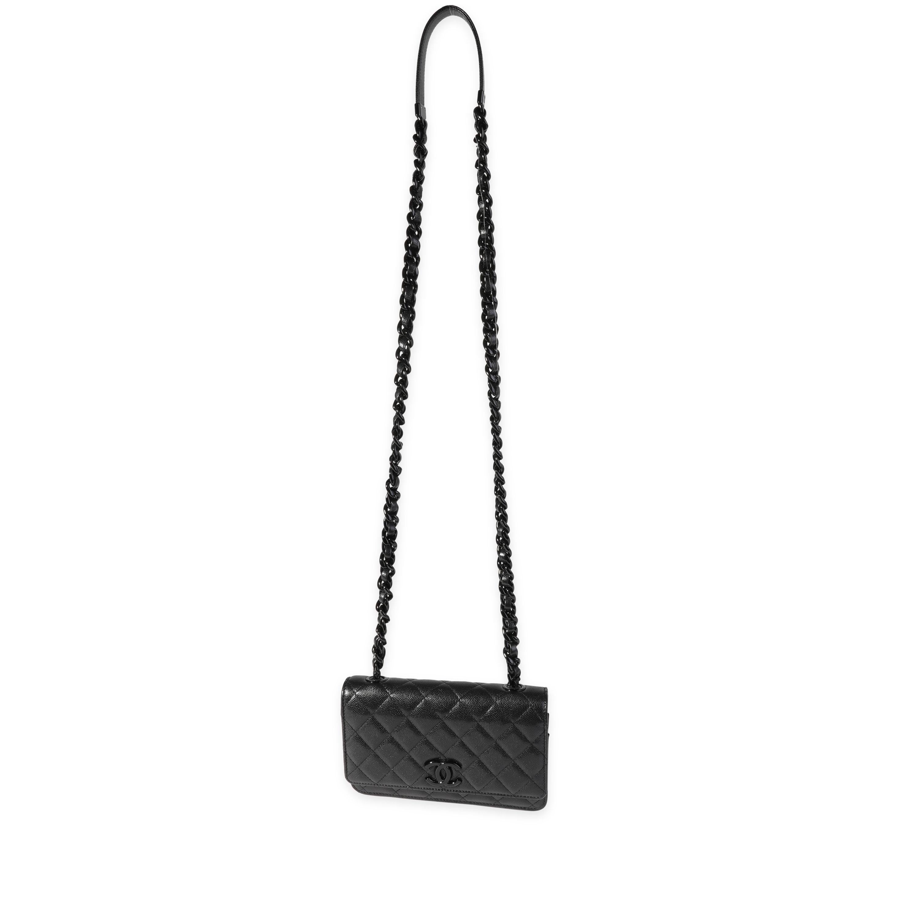 Listing Title: Chanel So Black Caviar My Everything Chain Wallet
SKU: 120722
Condition: Pre-owned 
Handbag Condition: Excellent
Condition Comments: Excellent Condition. Scuff to CC hardware. No other visible signs of wear.
Brand: Chanel
Model: My