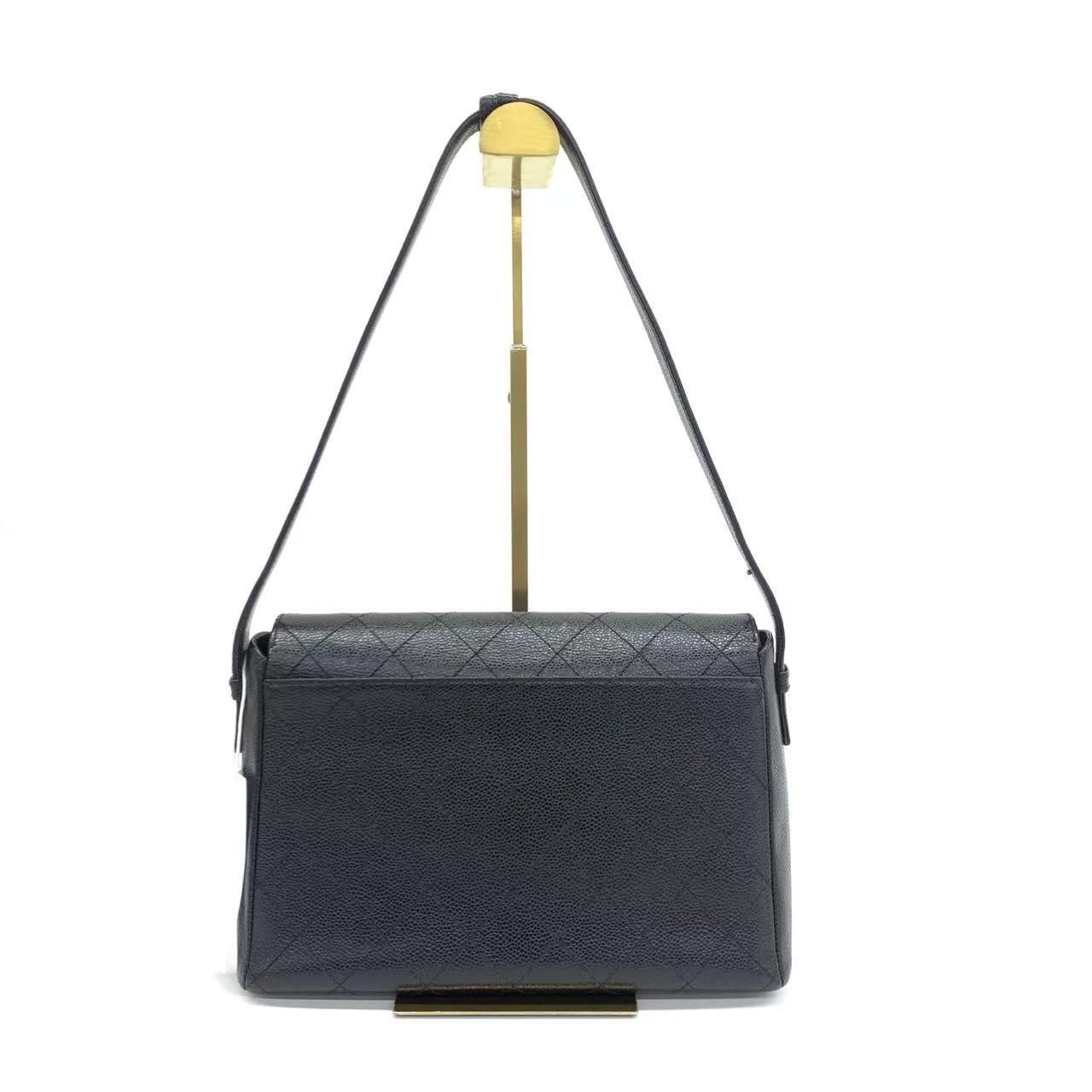 Women's Chanel So Black Caviar Shoulder Bag Front Buckle Adjustable Strap For Sale