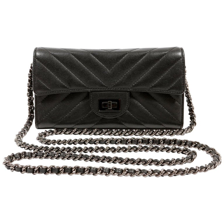 CHANEL So Black Chevron Classic Double Flap Jumbo Bag Black Lambskin w/BHW  2015 at 1stDibs