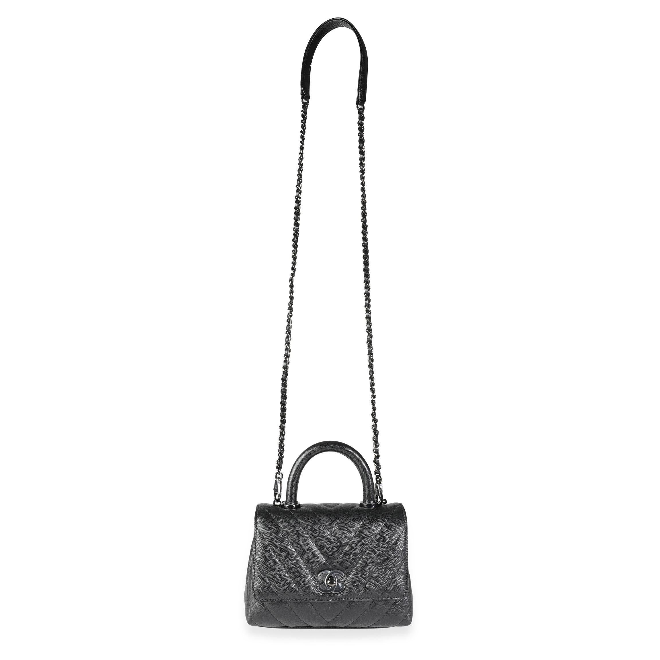 Chanel So Black Chevron Quilted Caviar Mini Coco Top Handle Bag For Sale at 1stDibs chanel