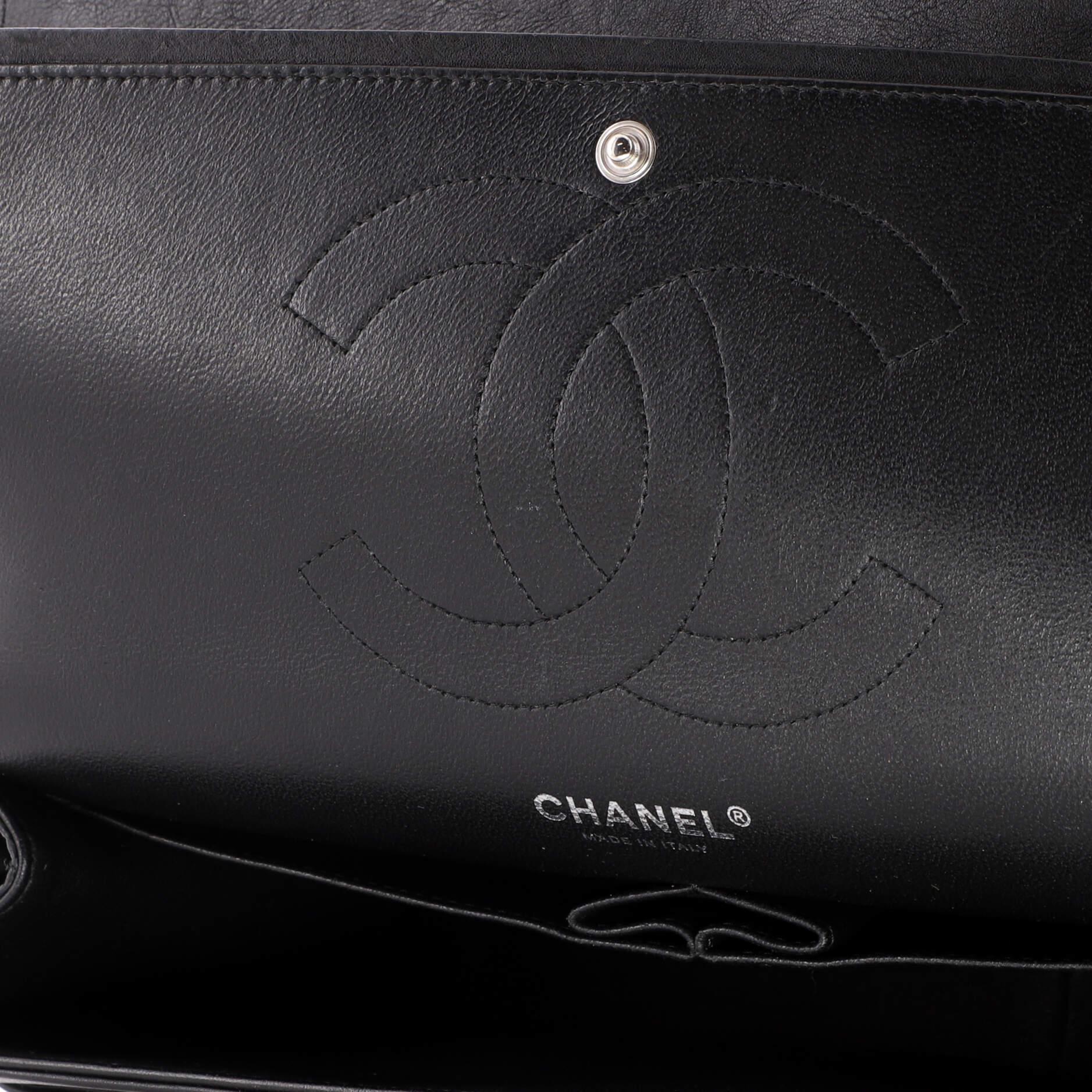 Chanel So Black Classic Double Flap Bag Quilted Crumpled Calfskin Jumbo 4