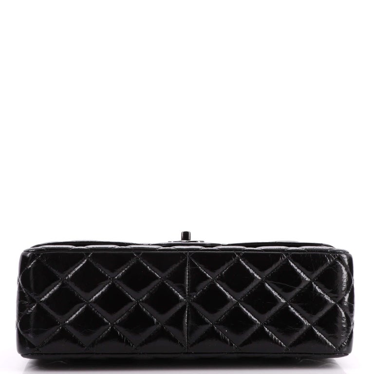 Chanel So Black Classic Double Flap Bag Quilted Shiny Crumpled Calfskin J  at 1stDibs