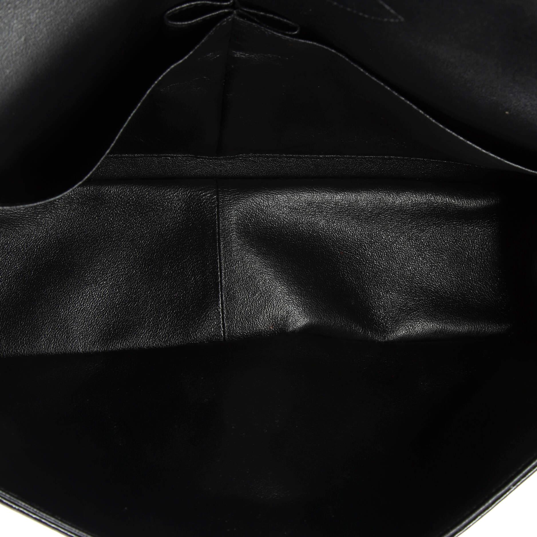 Chanel So Black Classic Double Flap Bag Quilted Shiny Crumpled Calfskin Jumbo 2