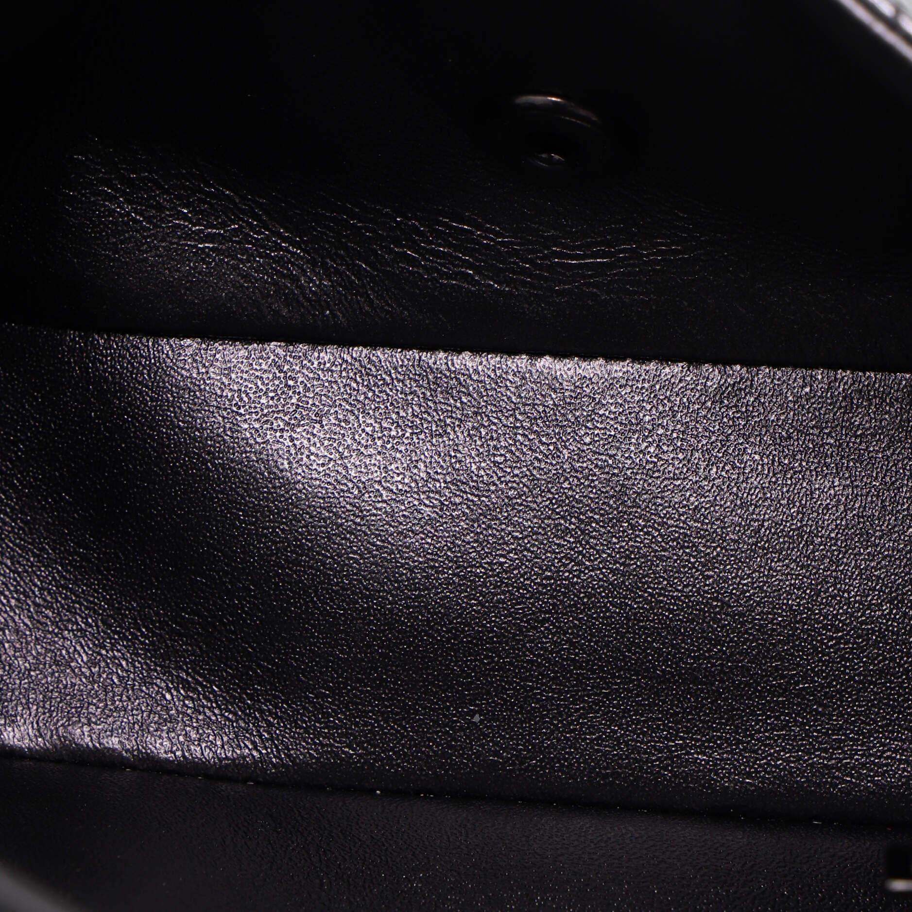 Chanel So Black Classic Single Flap Bag Chevron Crumpled Patent Mini 2