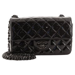 Chanel So Black Classic Single Flap Bag Quilted Patent Mini
