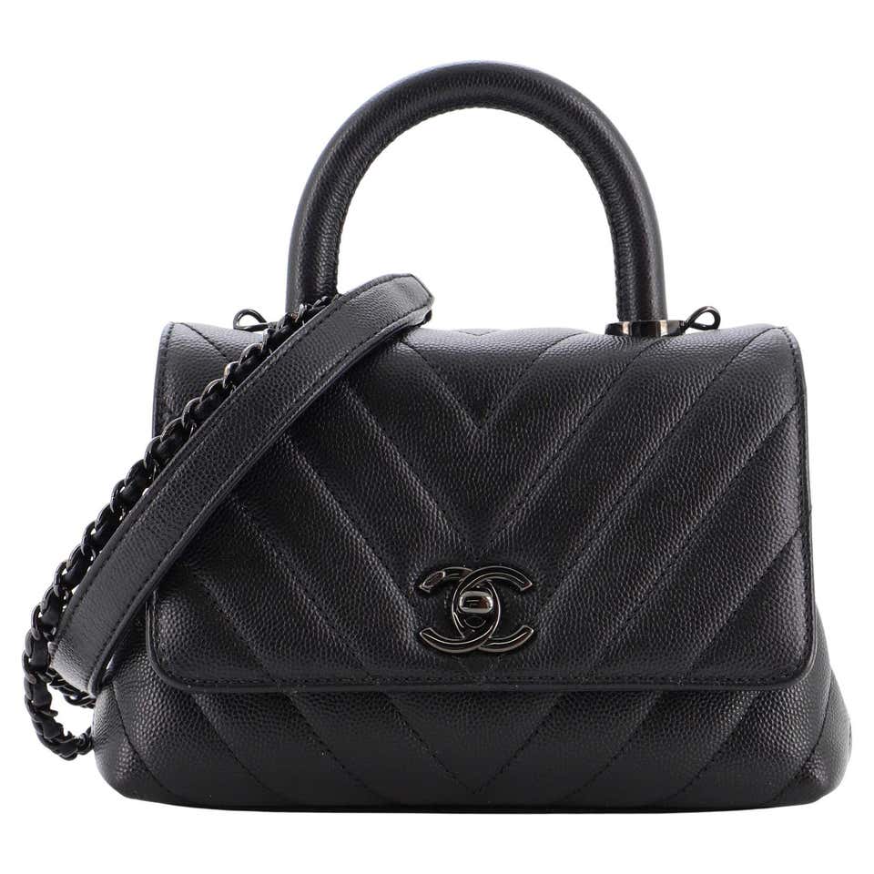 Chanel Coco Handle Chevron So Black - For Sale on 1stDibs