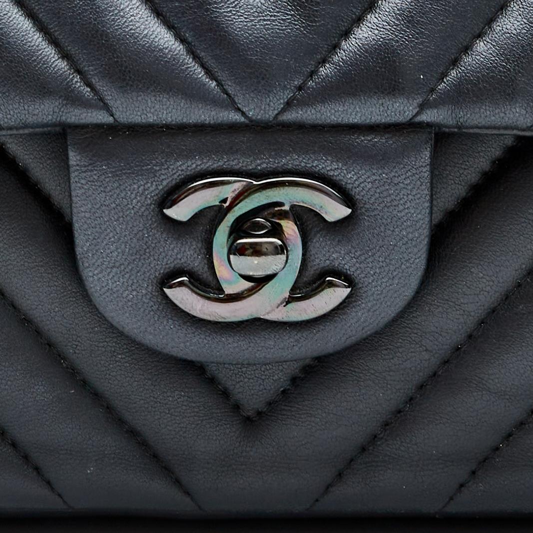 Chanel So Black Double Flap Bag Medium Black Lambskin Black Hardware (2015) 5