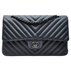 Chanel So Black Double Flap Bag Medium Black Lambskin Black Hardware (2015)