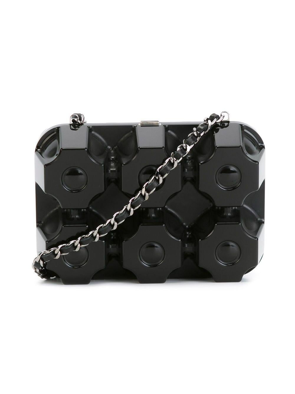 Chanel 2014 So Black Egg Carton Supermarket Minaudière Crossbody Jewelry Box For Sale 4