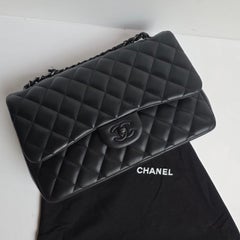 Chanel So Black Jumbo Lambskin Double Flap Bag