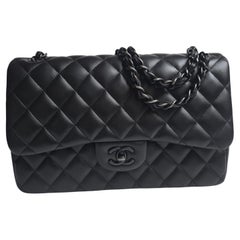 Chanel So Black Jumbo Lambskin Double Flap Bag
