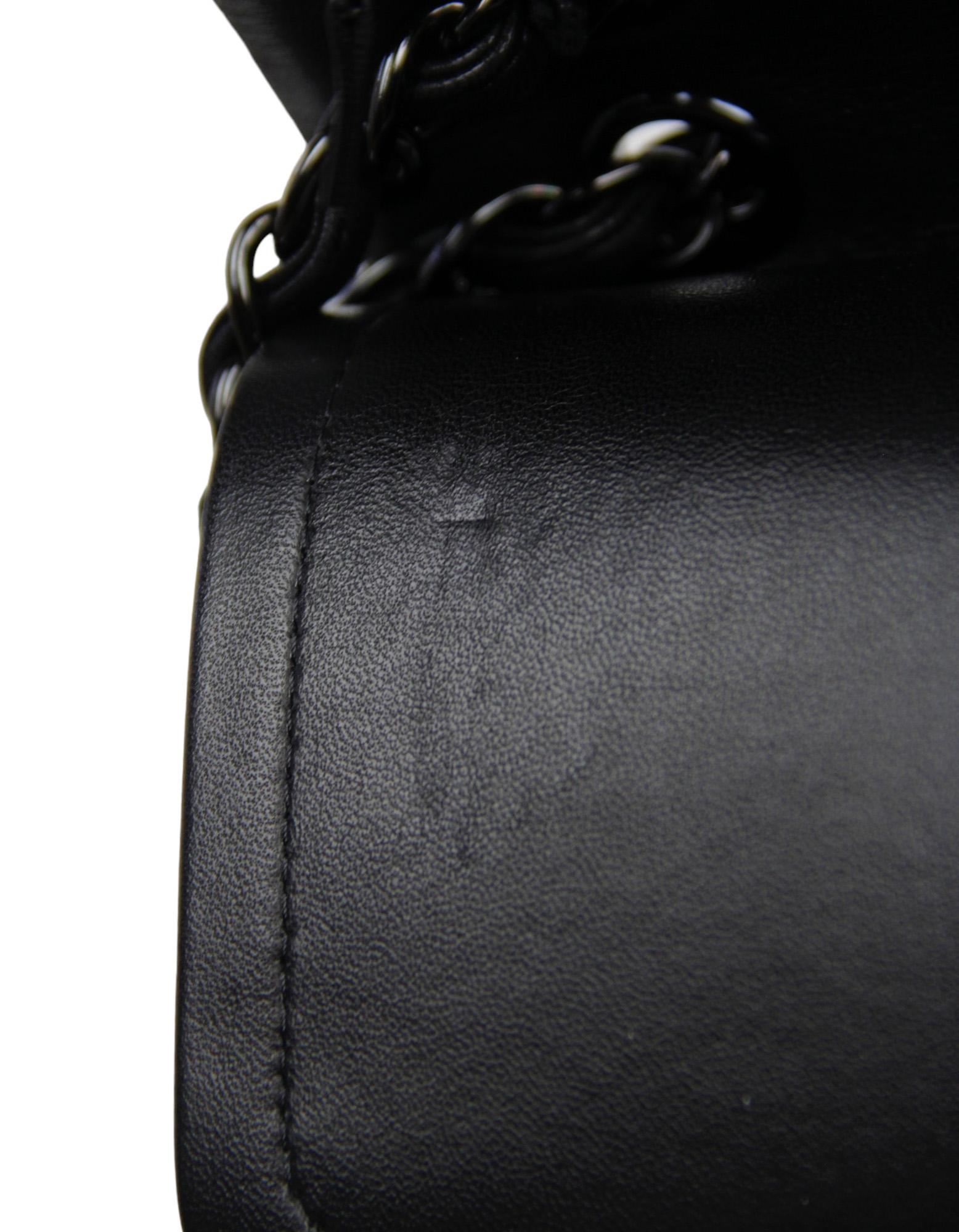 Chanel SO Black Lambskin Chevron Quilted Double Flap Jumbo Flap For Sale 9