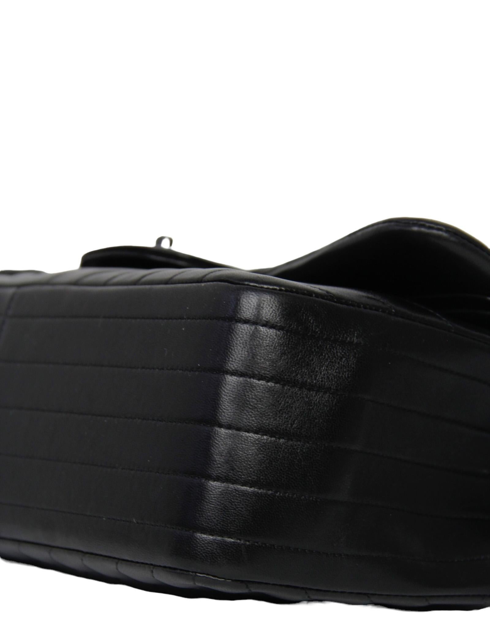 Chanel SO Black Lambskin Chevron Quilted Double Flap Jumbo Flap For Sale 1