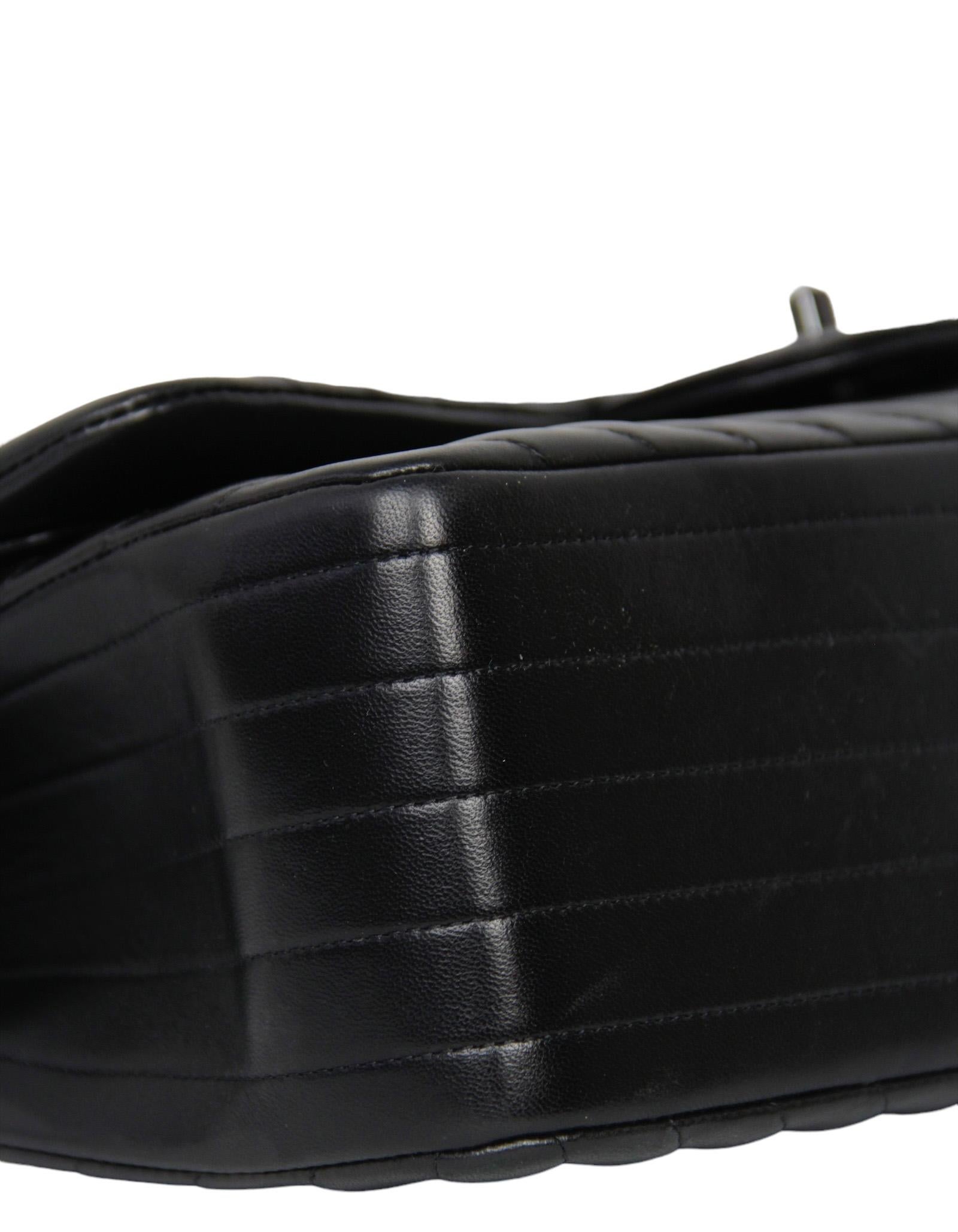 Chanel SO Black Lambskin Chevron Quilted Double Flap Jumbo Flap For Sale 2