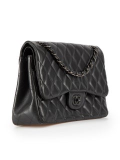 Chanel So Black Lambskin Jumbo Double Flap Bag