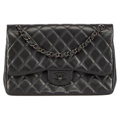 Chanel So Black Lambskin Jumbo Double Flap Bag