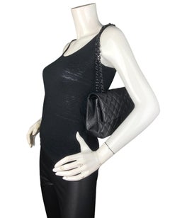 Chanel So Black Lambskin Leather 10" Medium Double Flap Classic Bag