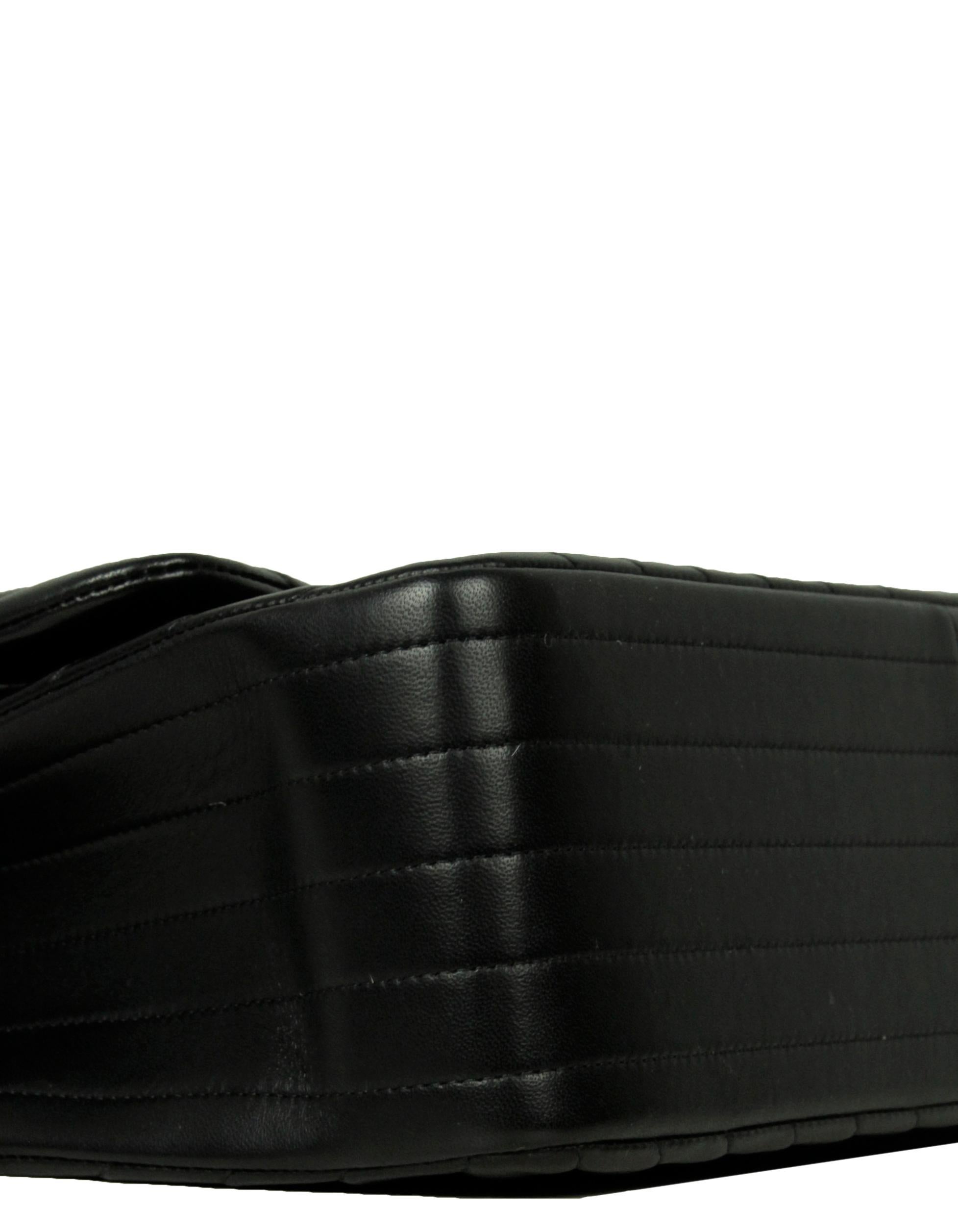 Chanel SO Black Lambskin Leather Chevron Quilted Double Flap Jumbo Flap Bag 1