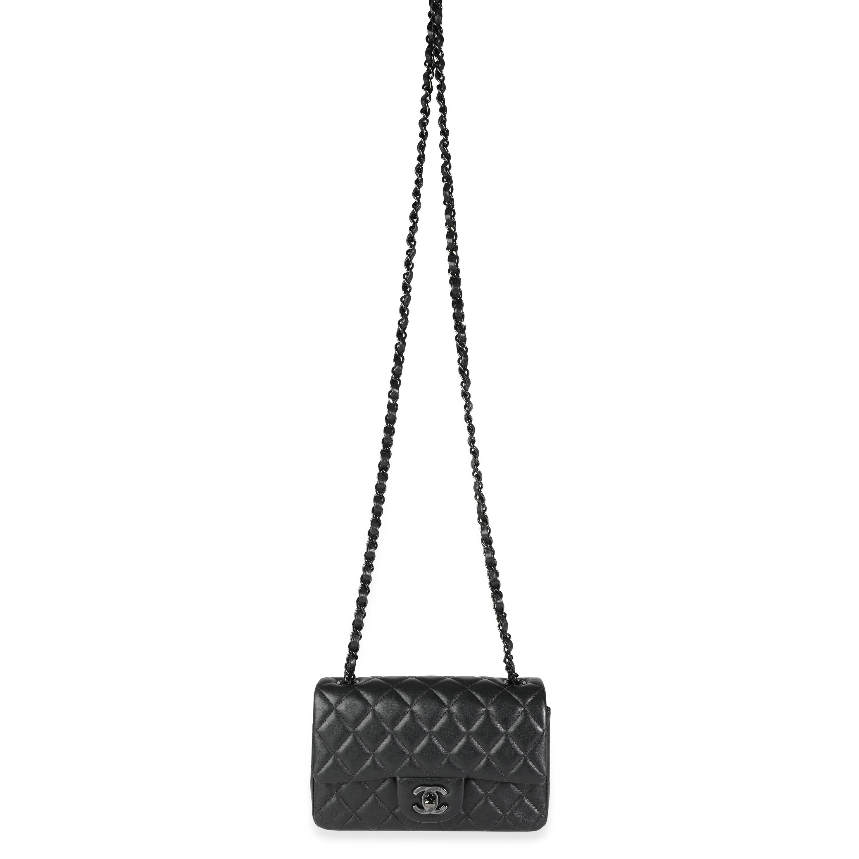 Chanel So Black Lambskin Mini Rectangular Classic Single Flap Bag For ...