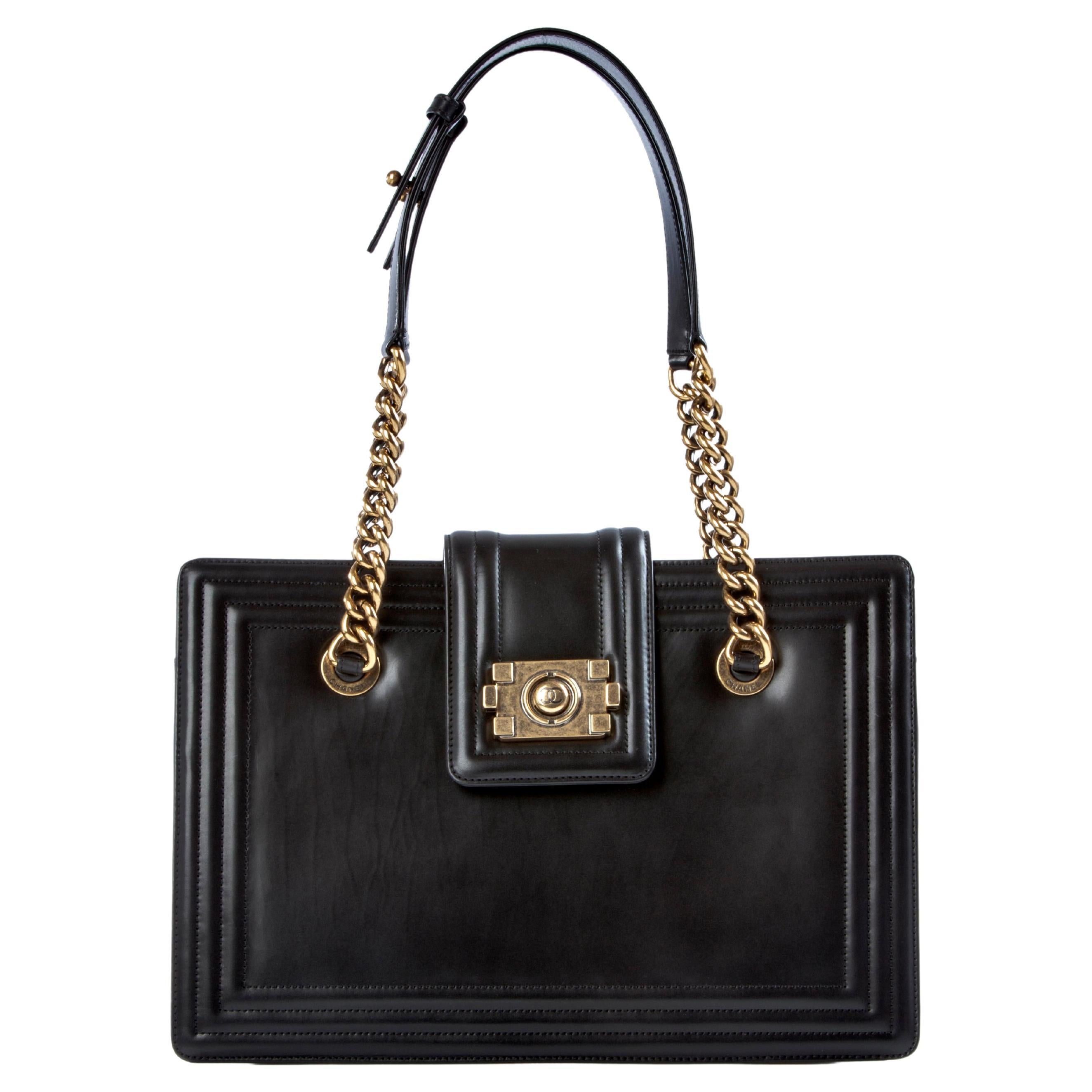 Chanel So Black Medium Boy Classic Grand Shopping Tote In Excellent Condition For Sale In Miami, FL