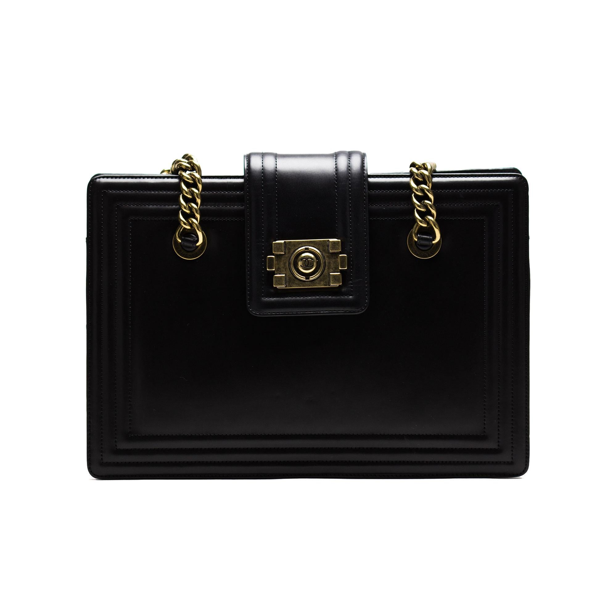 Chanel So Black Medium Boy Classic Grand Shopping Tote For Sale 2