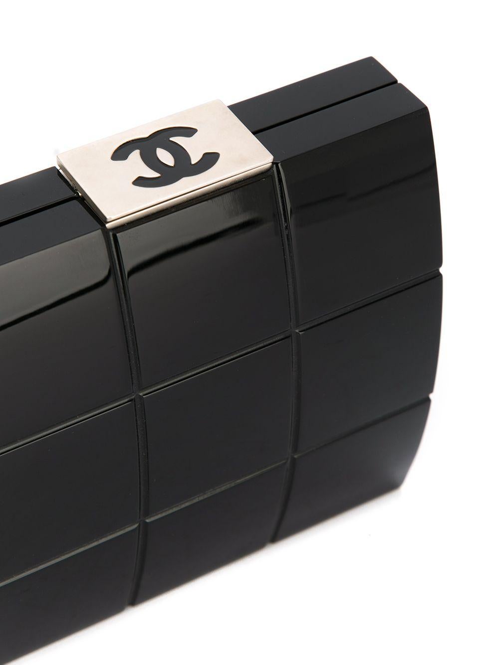 Chanel So Black Micro Mini Gala Quilted Enamel Minaudière Clutch For Sale 10