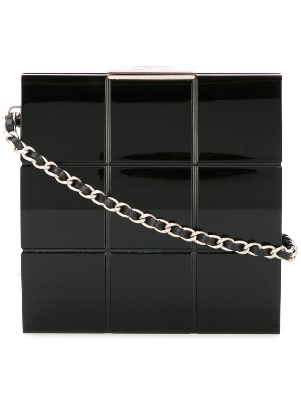 Chanel So Black Micro Mini Gala Quilted Enamel Minaudière Clutch For Sale 4