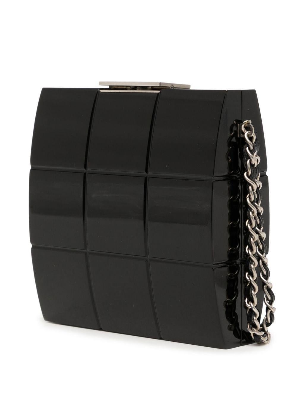 Chanel So Black Micro Mini Gala Quilted Enamel Minaudière Clutch For Sale 5