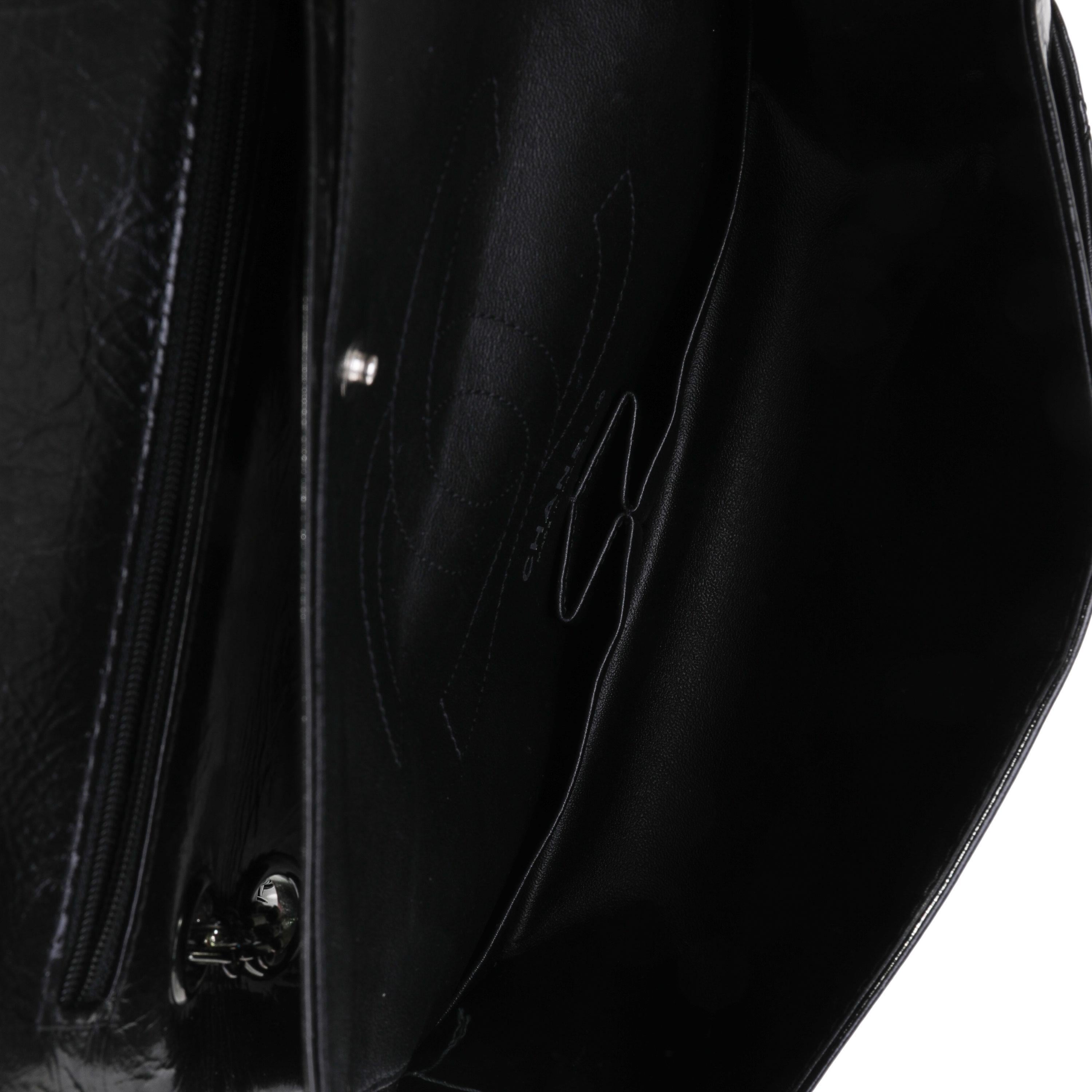 Chanel So Black Patent Crinkled Calfskin Reissue 2.55 225 Double Flap Bag 2