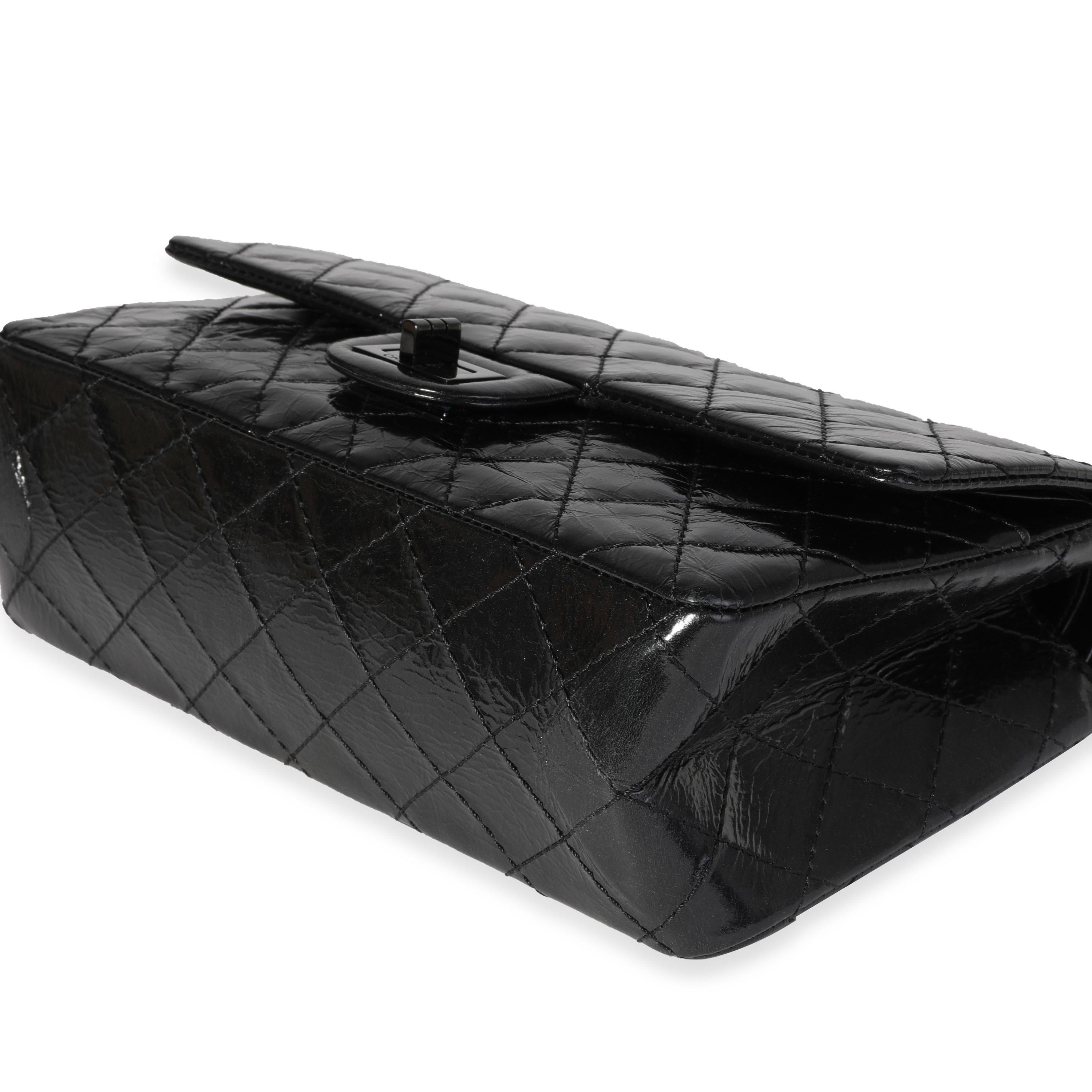 Chanel So Black Patent Crinkled Calfskin Reissue 2.55 225 Double Flap Bag 3