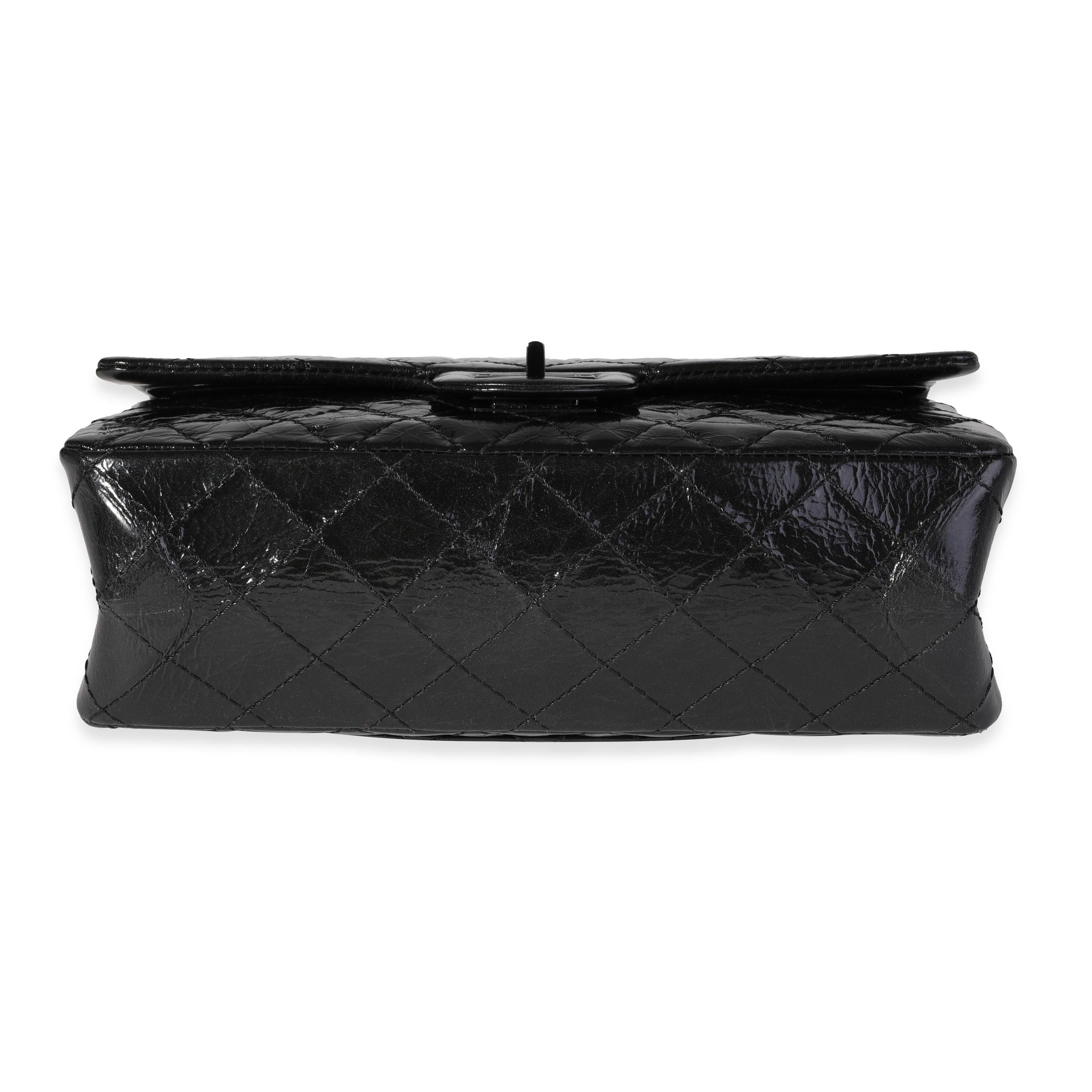 Chanel So Black Patent Crinkled Calfskin Reissue 2.55 225 Double Flap Bag 4