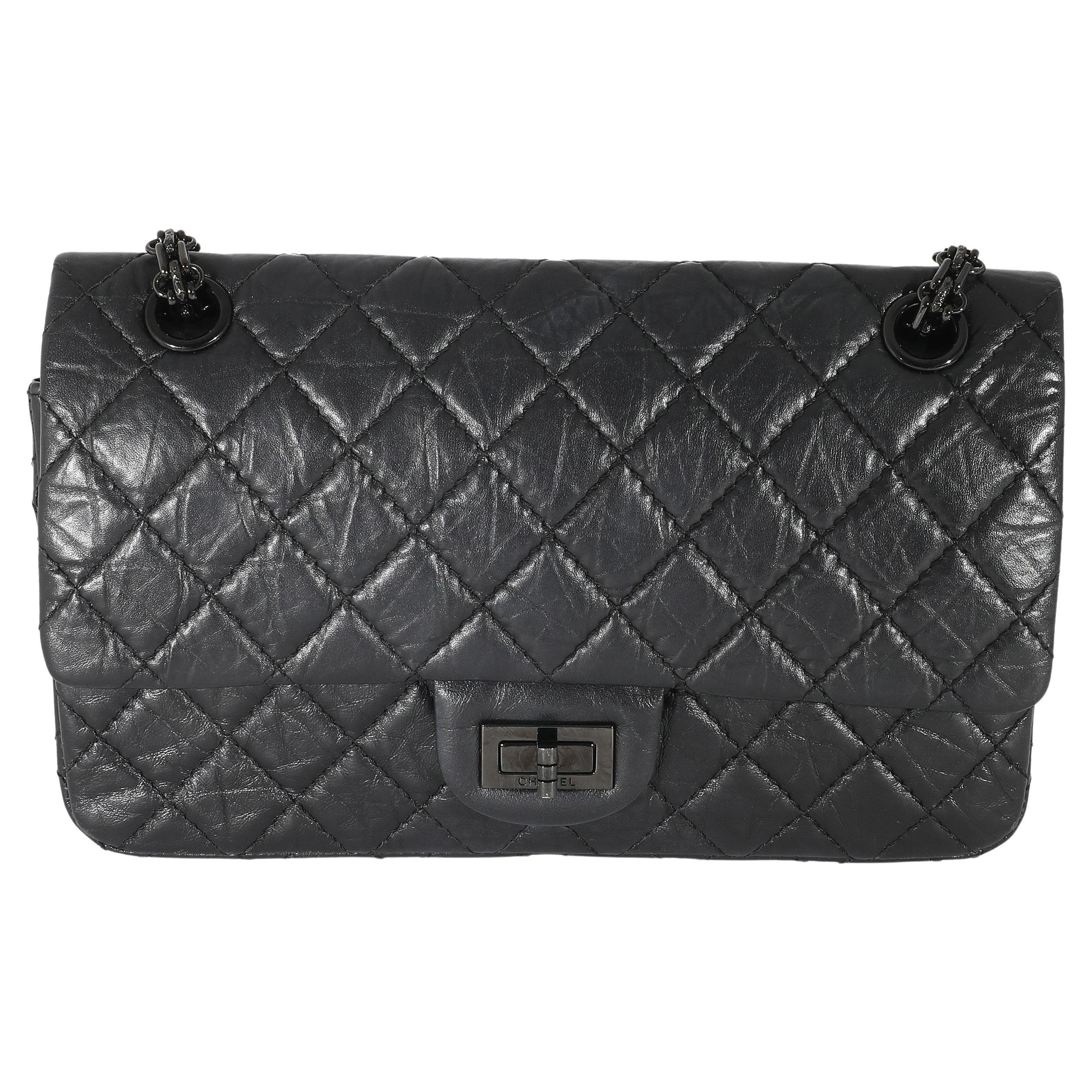 Chanel So Black Quilted Calfskin 2.55 Reissue 225 Double Flap Bag