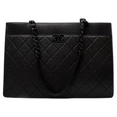 Chanel So Black Quilted Caviar Leather Large Shopping Bag
