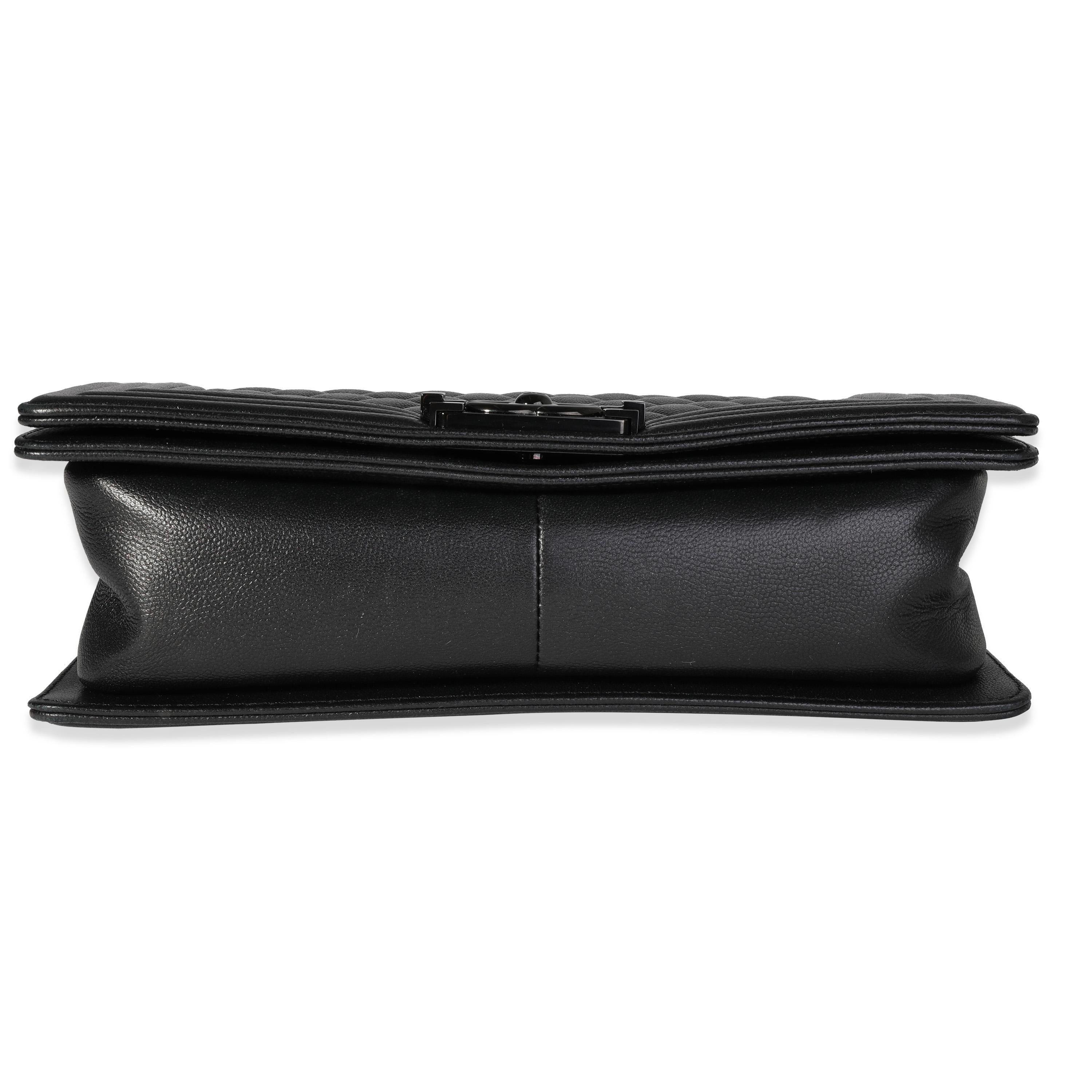 Chanel So Black Quilted Caviar Old Medium Boy Bag For Sale at 1stDibs