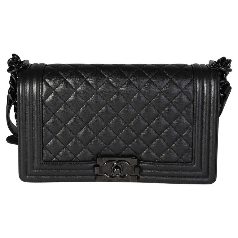 Chanel So Black Quilted Caviar Old Medium Boy Bag For Sale at 1stDibs