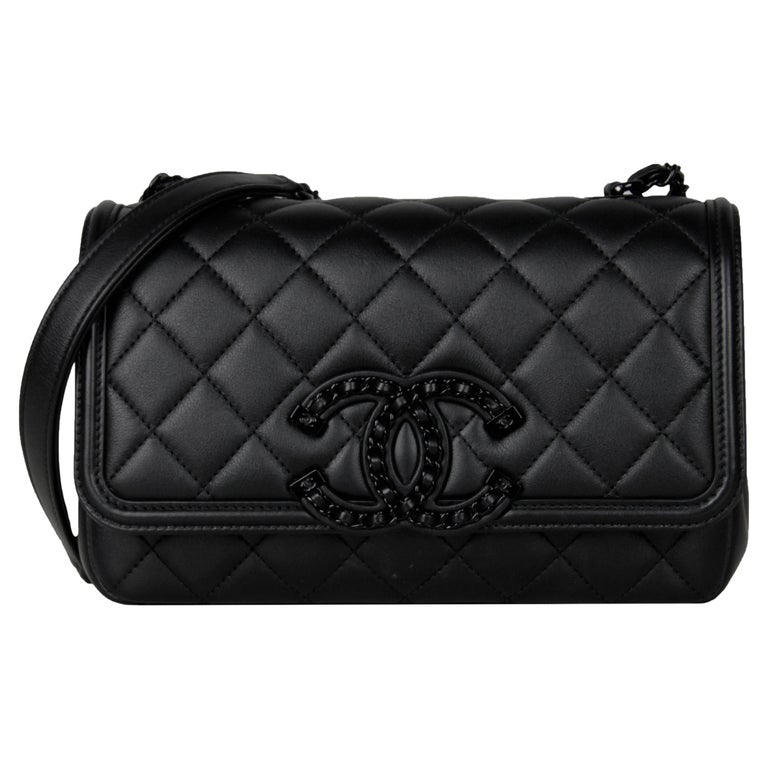 Chanel So Black Quilted CC Small Filigree Flap Crossbody Bag For Sale at  1stDibs | chanel filigree flap, chanel filigree small flap bag