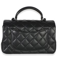 Chanel So Black Quilted Lambskin Mini Top Handle Rectangular Flap Bag