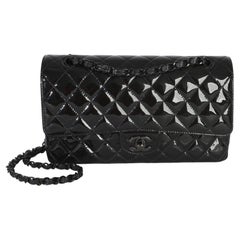 Chanel So Black Quilted Patent Medium Classic Double Flap Bag