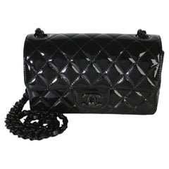 Chanel So Black Quilted Patent Mini Rectangular Flap Bag
