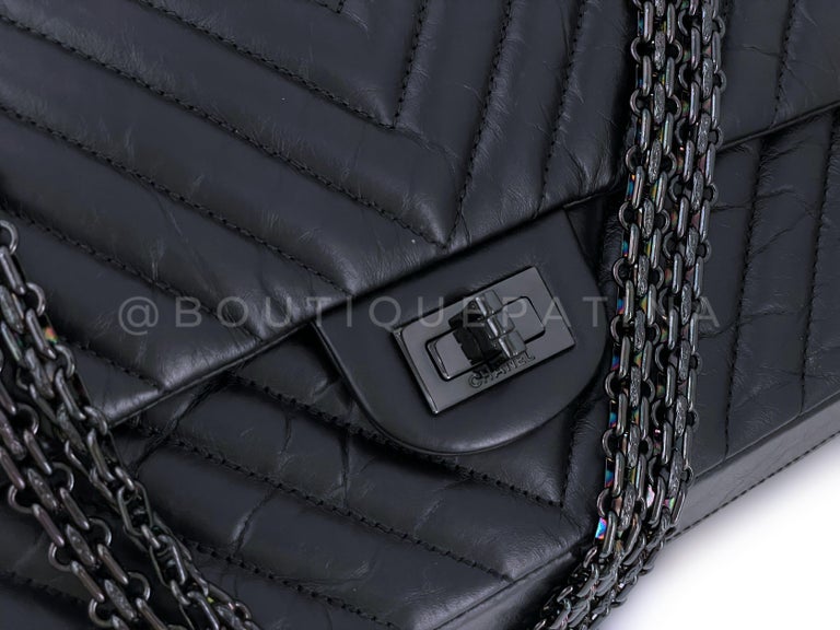 Chanel So Black Reissue 2.55 Flap Bag Quilted Aged Calfskin 226 at 1stDibs