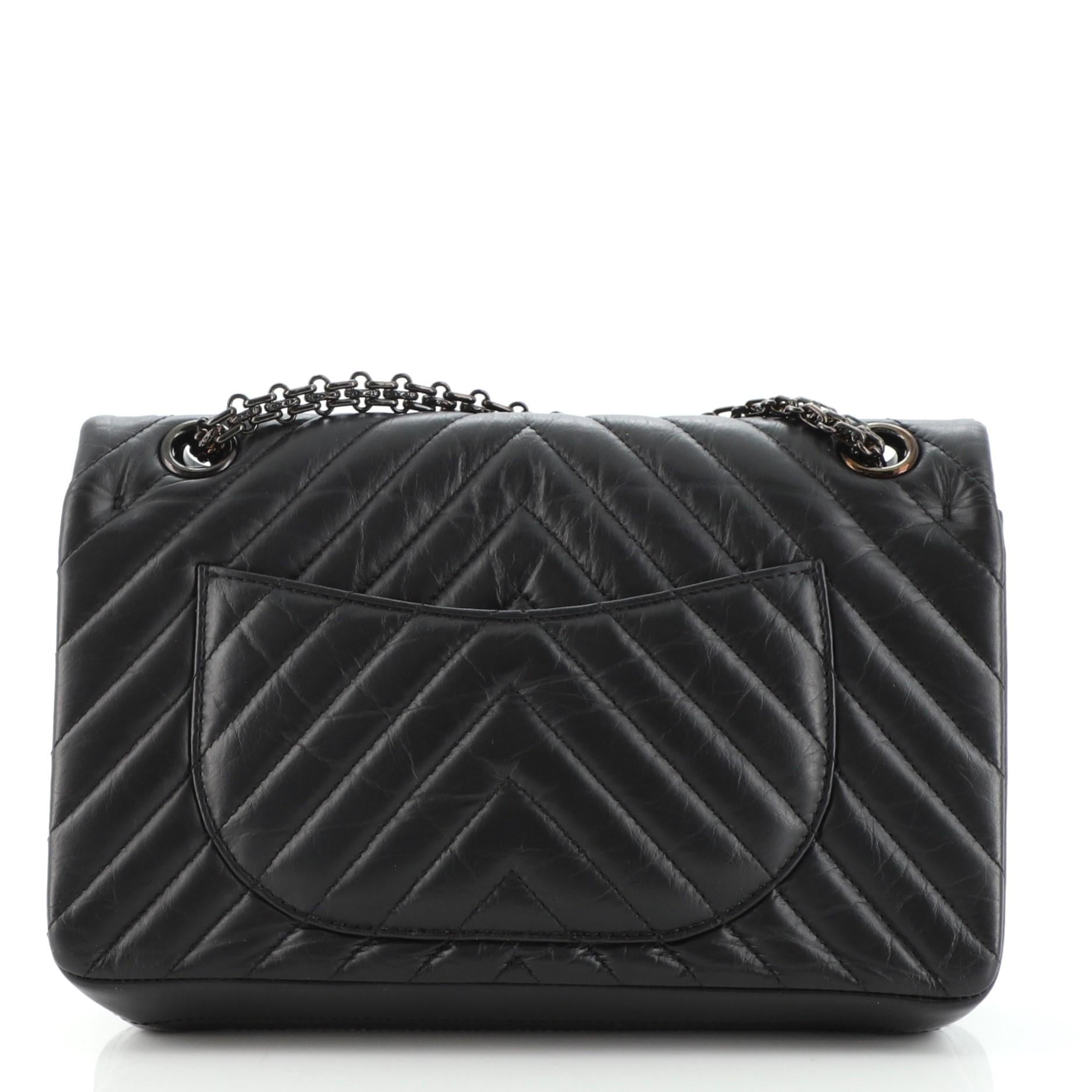 Chanel So Black Reissue 2.55 Flap Bag Chevron Aged Calfskin 225 at ...
