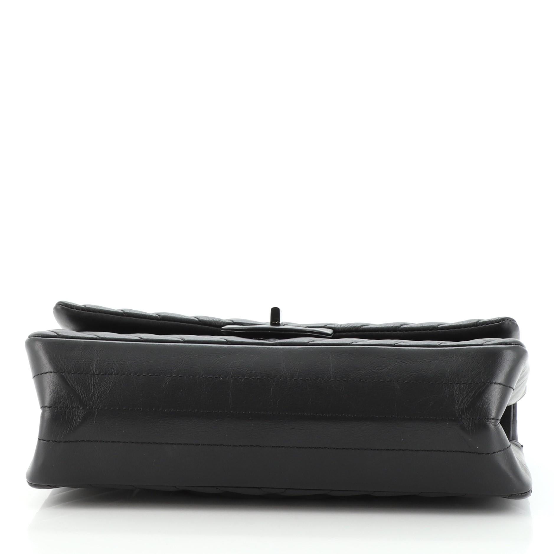 Femenino o masculino Bolso Chanel So Black Reissue 2.55 Flap Chevron Piel de becerro envejecida 225