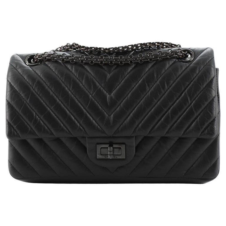 Chanel So Black Reissue 2.55 Flap Bag Chevron Aged Calfskin 225 at