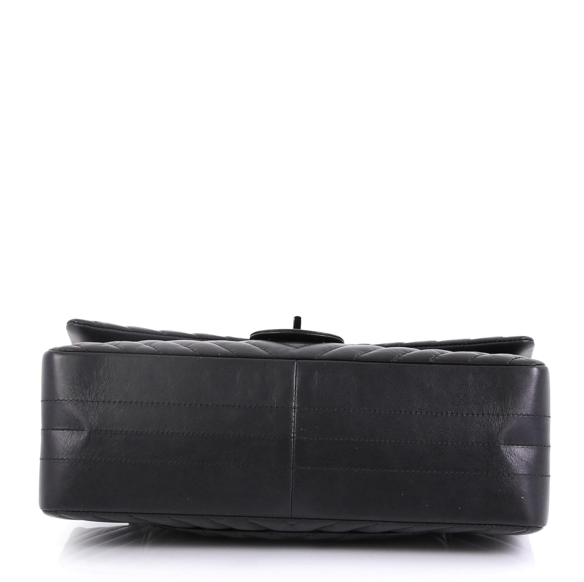 Women's Chanel So Black Reissue 2.55 Flap Bag Chevron Aged Calfskin 226