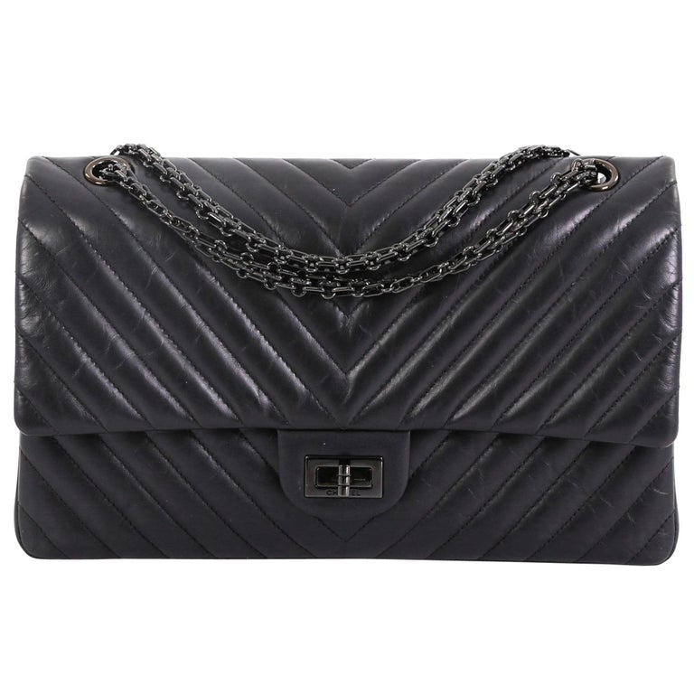 Chanel So Black Reissue 2.55 Flap Bag Chevron Aged Calfskin 226 at ...