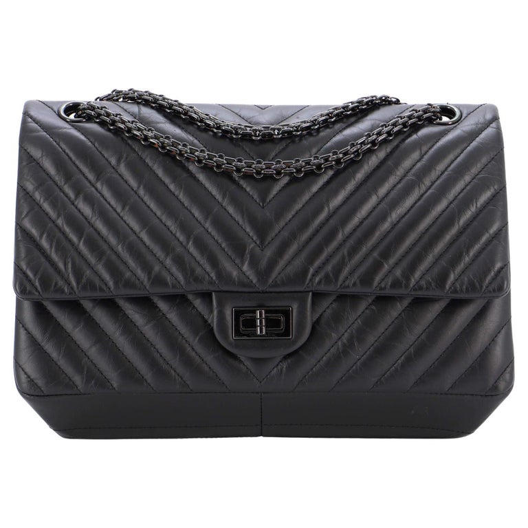 Chanel So Black Reissue 2.55 Flap Bag Chevron Aged Calfskin 226 For Sale at  1stDibs