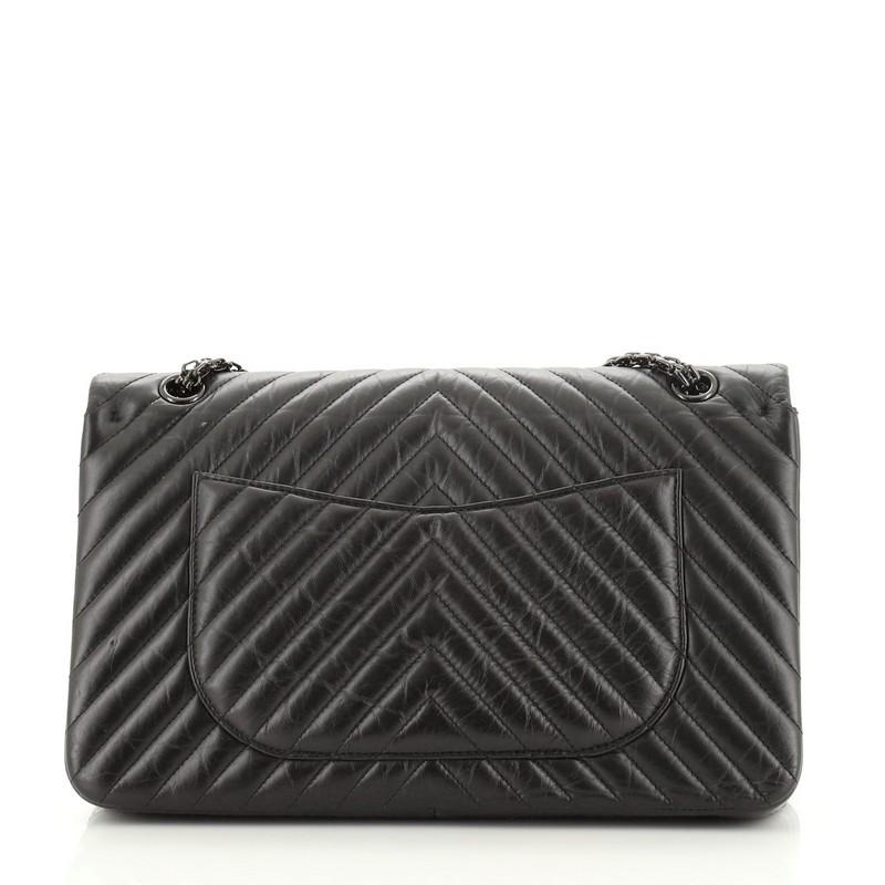 Women's or Men's Chanel So Black Reissue 2.55 Flap Bag Chevron Aged Calfskin 227