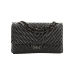 Chanel So Black Reissue 2.55 Flap Bag Chevron Aged Calfskin 227